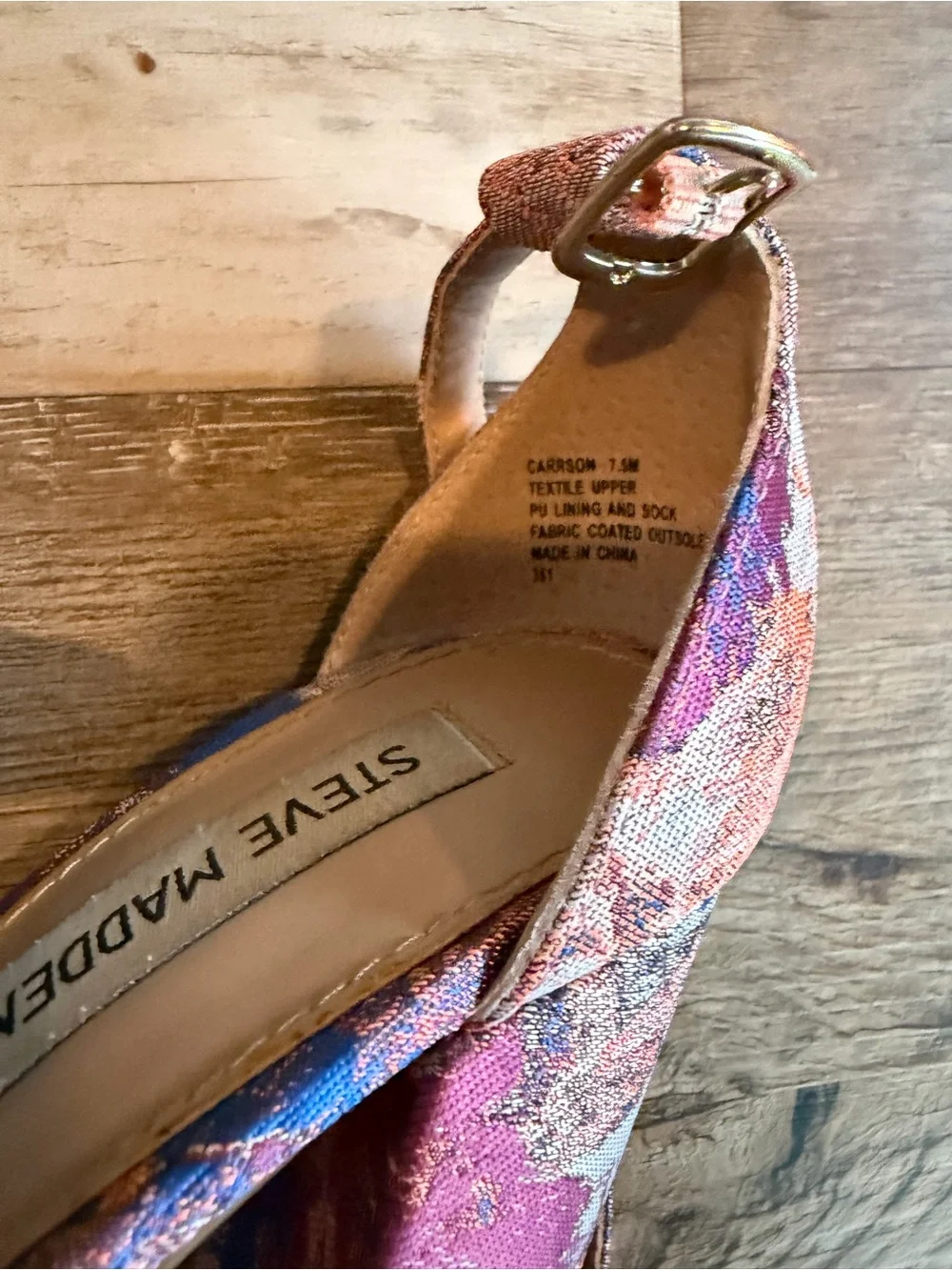 Steve Madden Pink and Blue Floral Block Heel Sandals